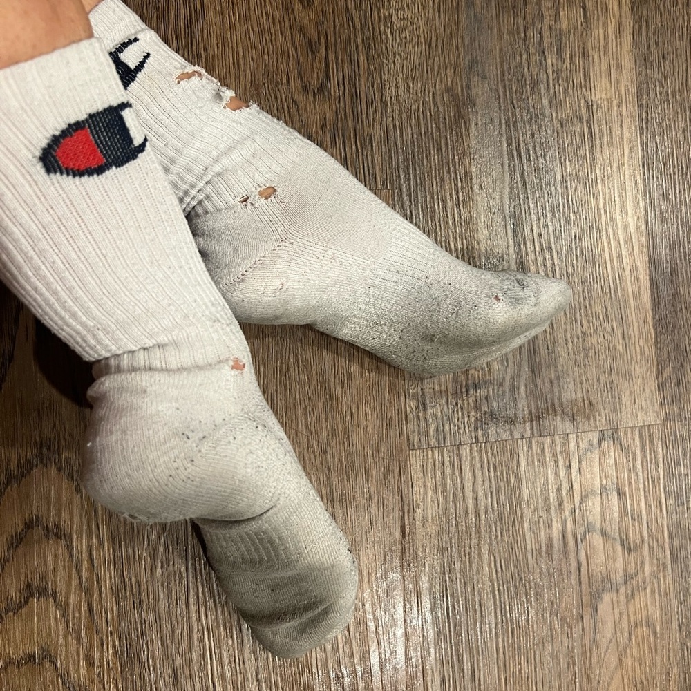 Champion Off-White Crew Socks with Logo